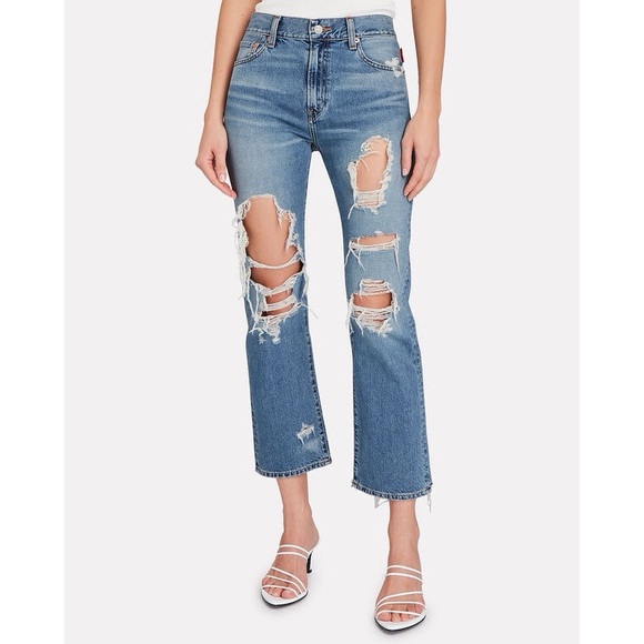 💕 DENIMIST Joni mid rise jeans size 27 distressed, ripped, high rise crop - Picture 1 of 16